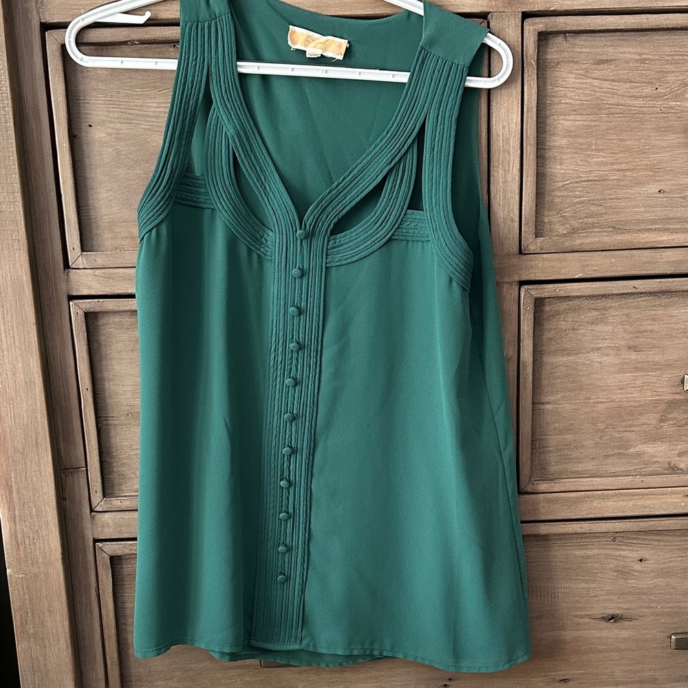 Chic Teal Sleeveless Blouse